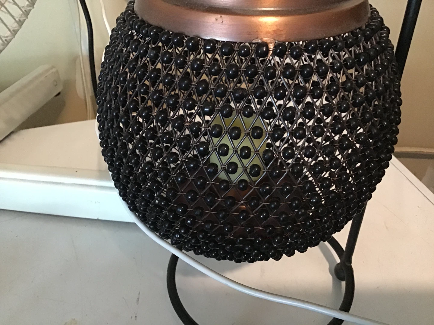 Copper Top Beaded Lantern with Stand - photo 2