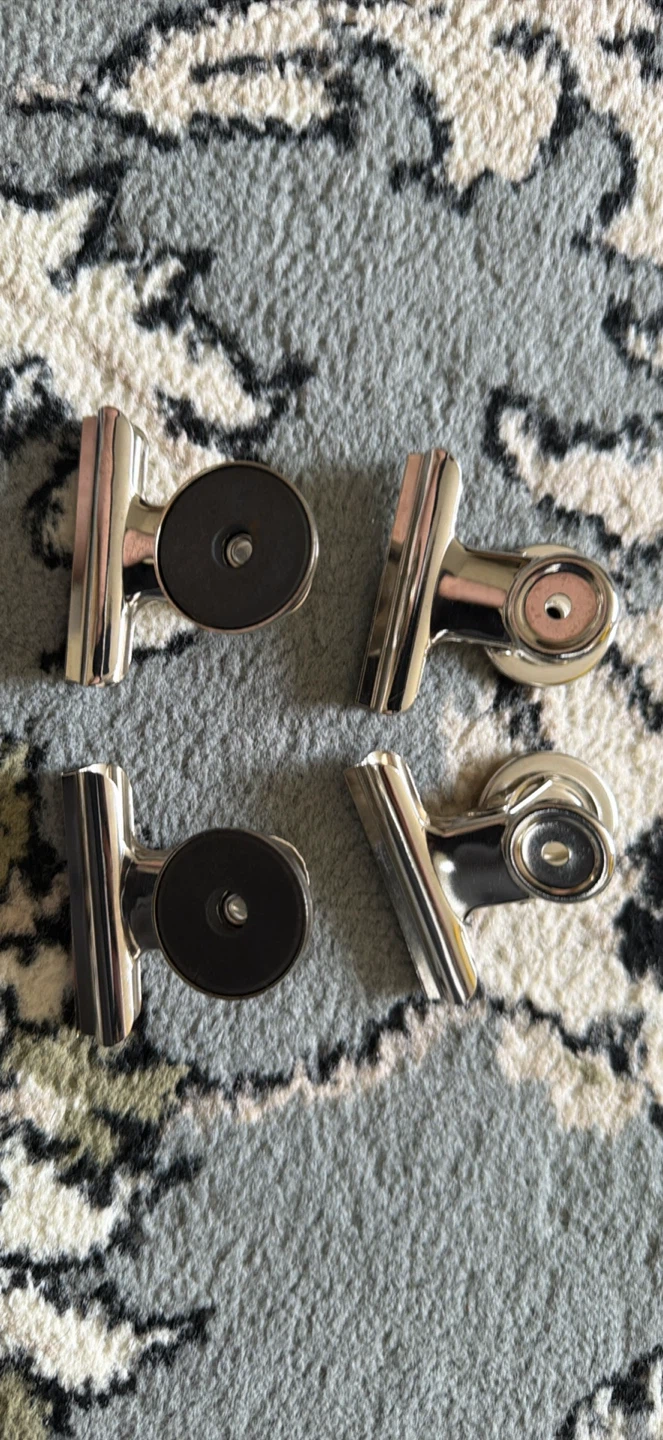 Set of 4 Silver Binder Clips with Magnets