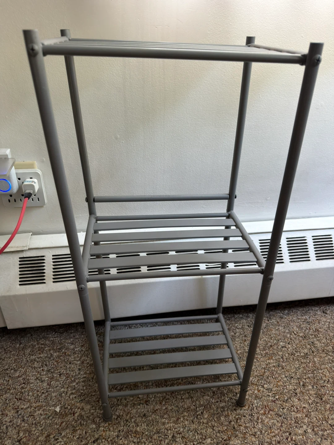 Grey Metal 3-Tier Shelf Stand
