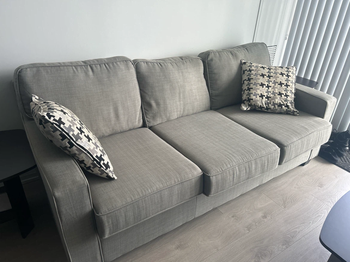 Grey 3-Seater Sofa with Cushions