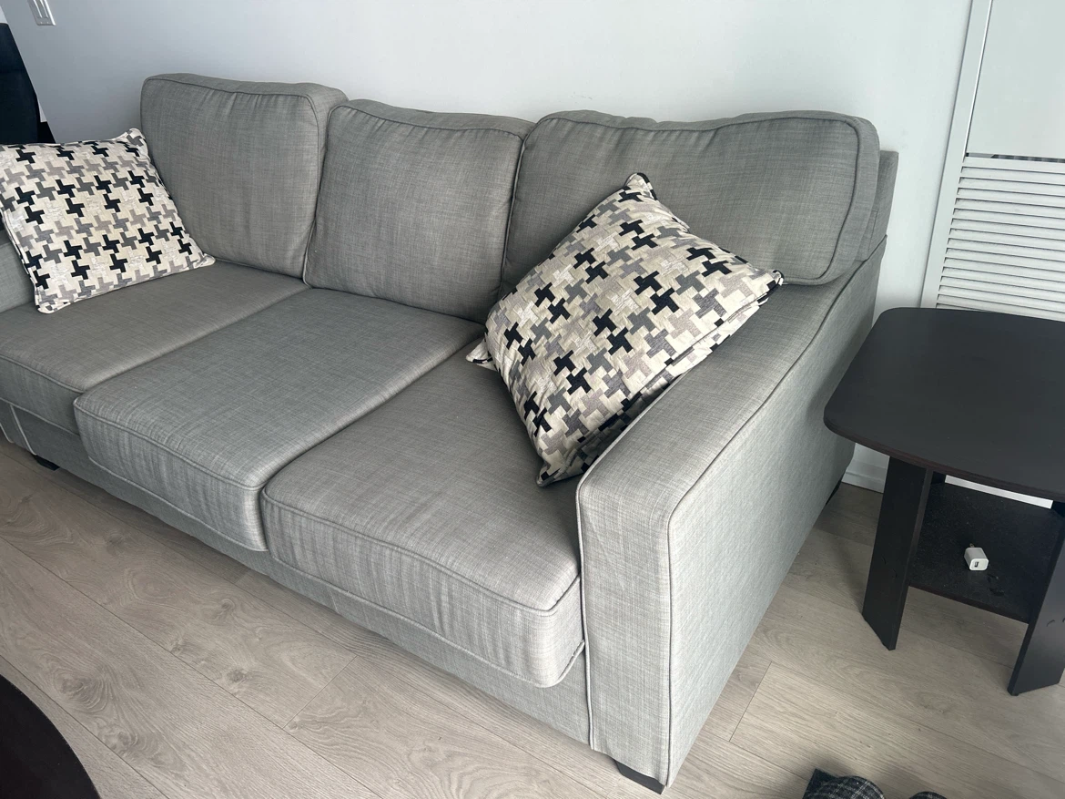 Grey 3-Seater Sofa with Cushions - photo 3