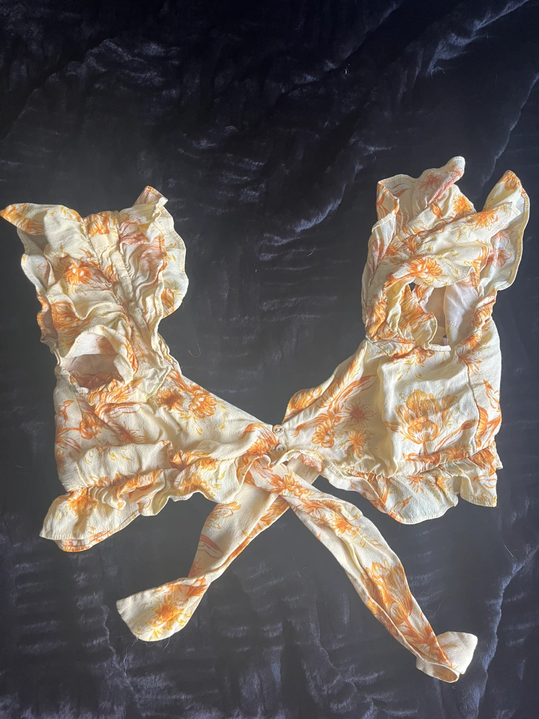 Floral Tie back Ruffle Crop Top
