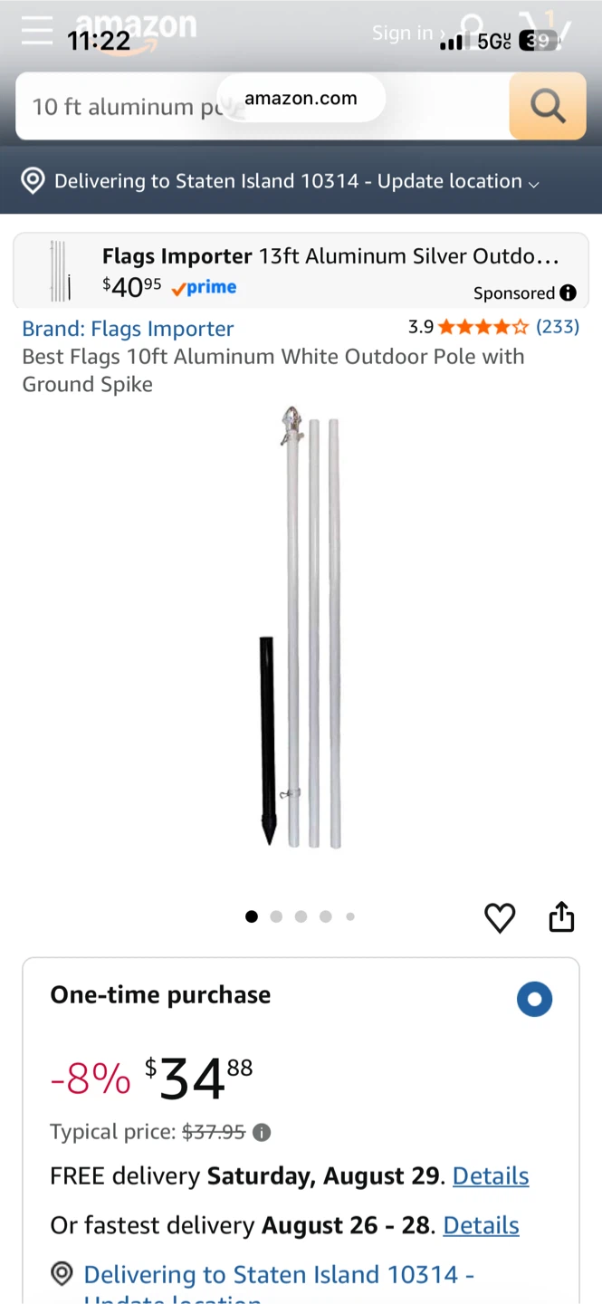 10ft Aluminum Outdoor Flag Pole Silver - photo 2