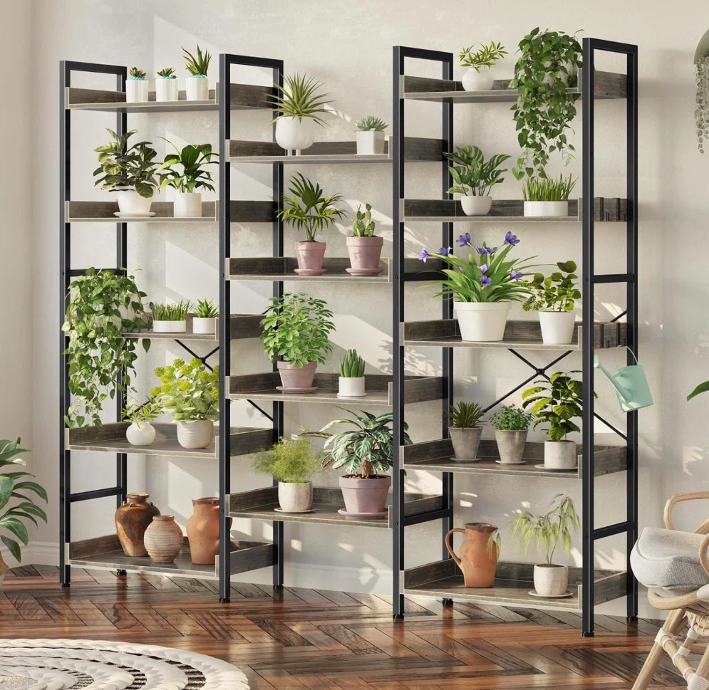 Rolanstar Triple Bookshelf, 5 Tier- 14 Shelves - photo 4