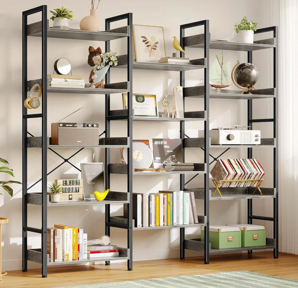 Rolanstar Triple Bookshelf, 5 Tier- 14 Shelves - photo 5