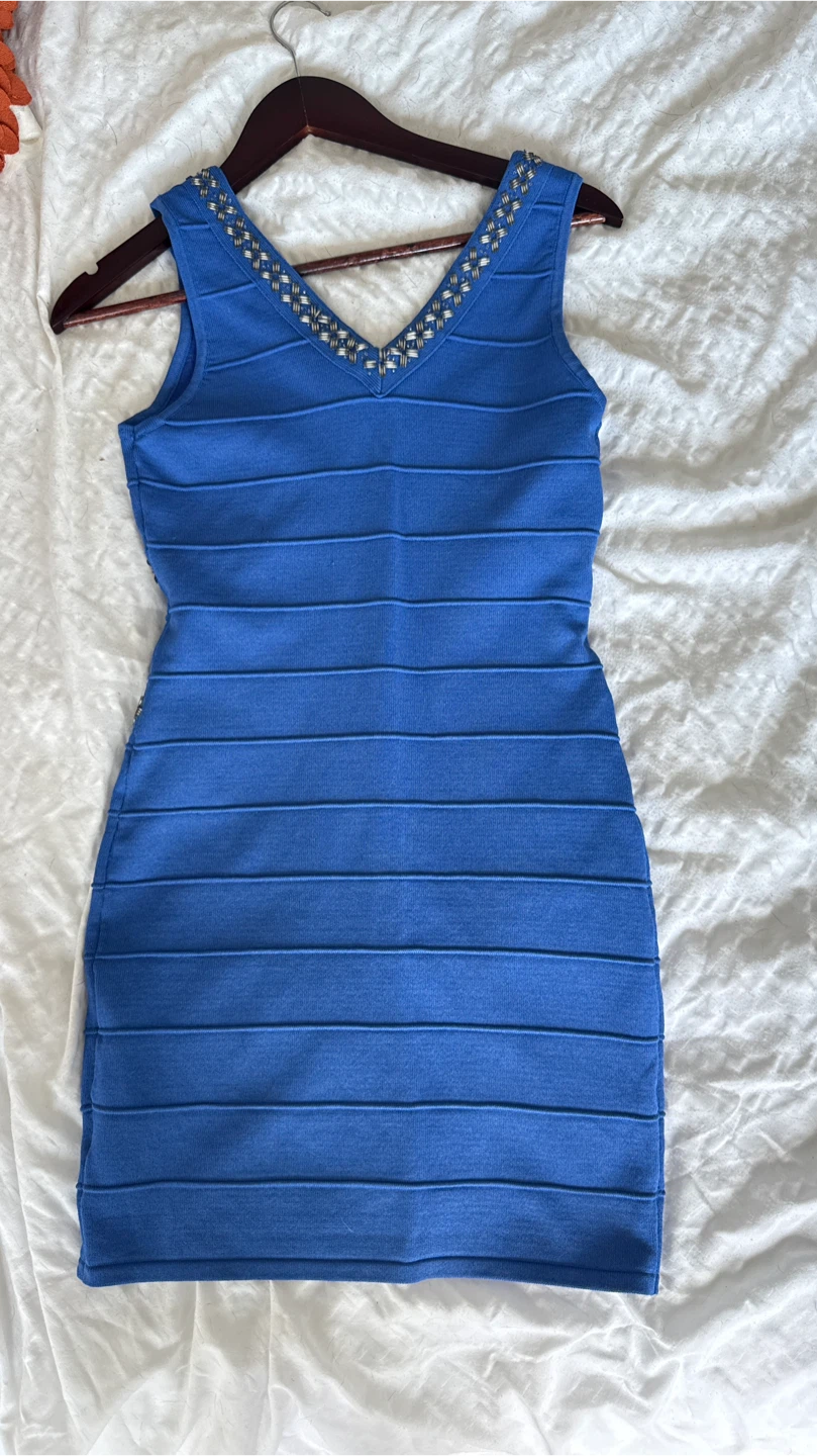 Wow Couture Blue Beaded Bodycon Dress - photo 2