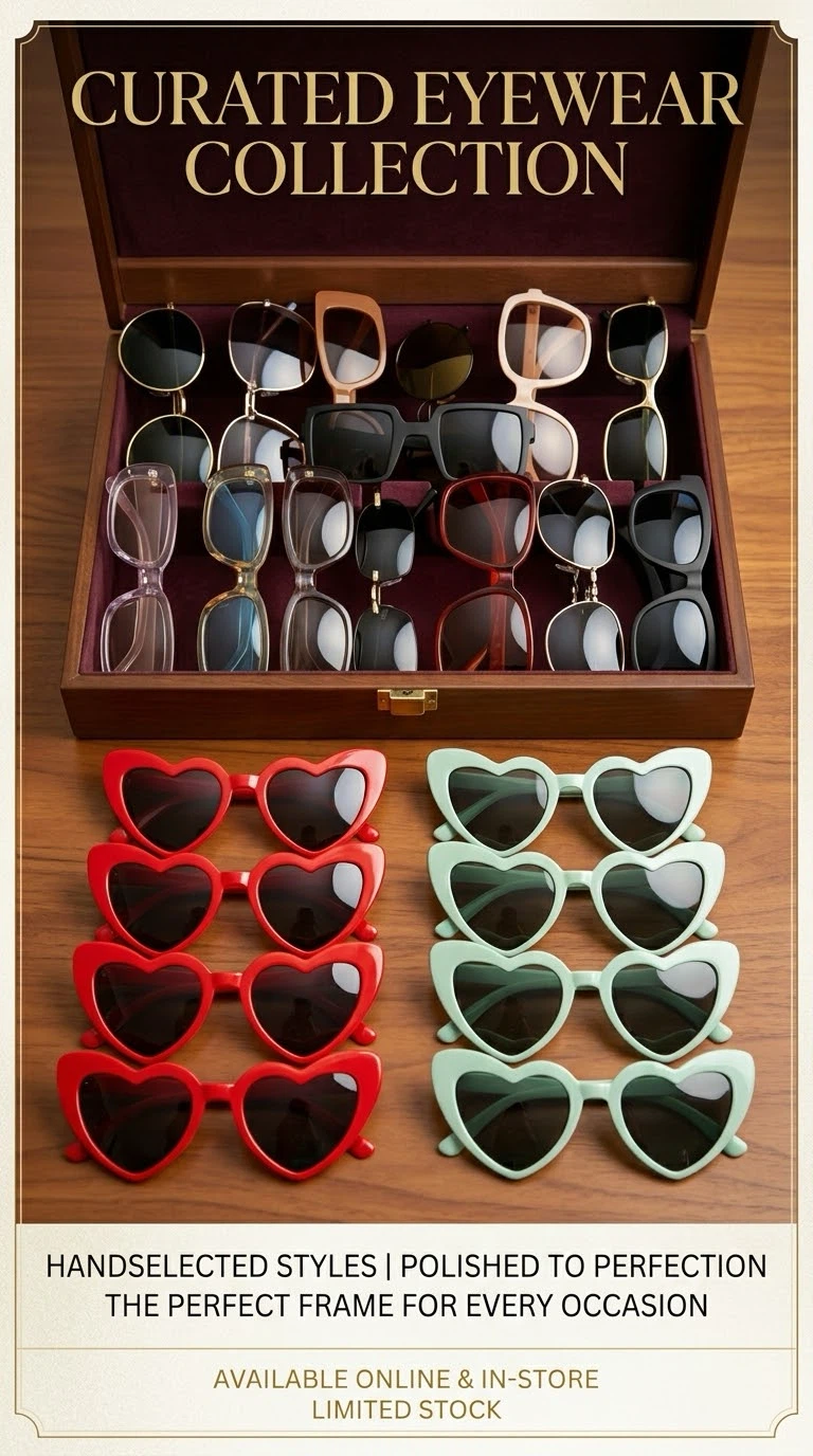 Heart Shaped Sunglasses - Red & Mint Green