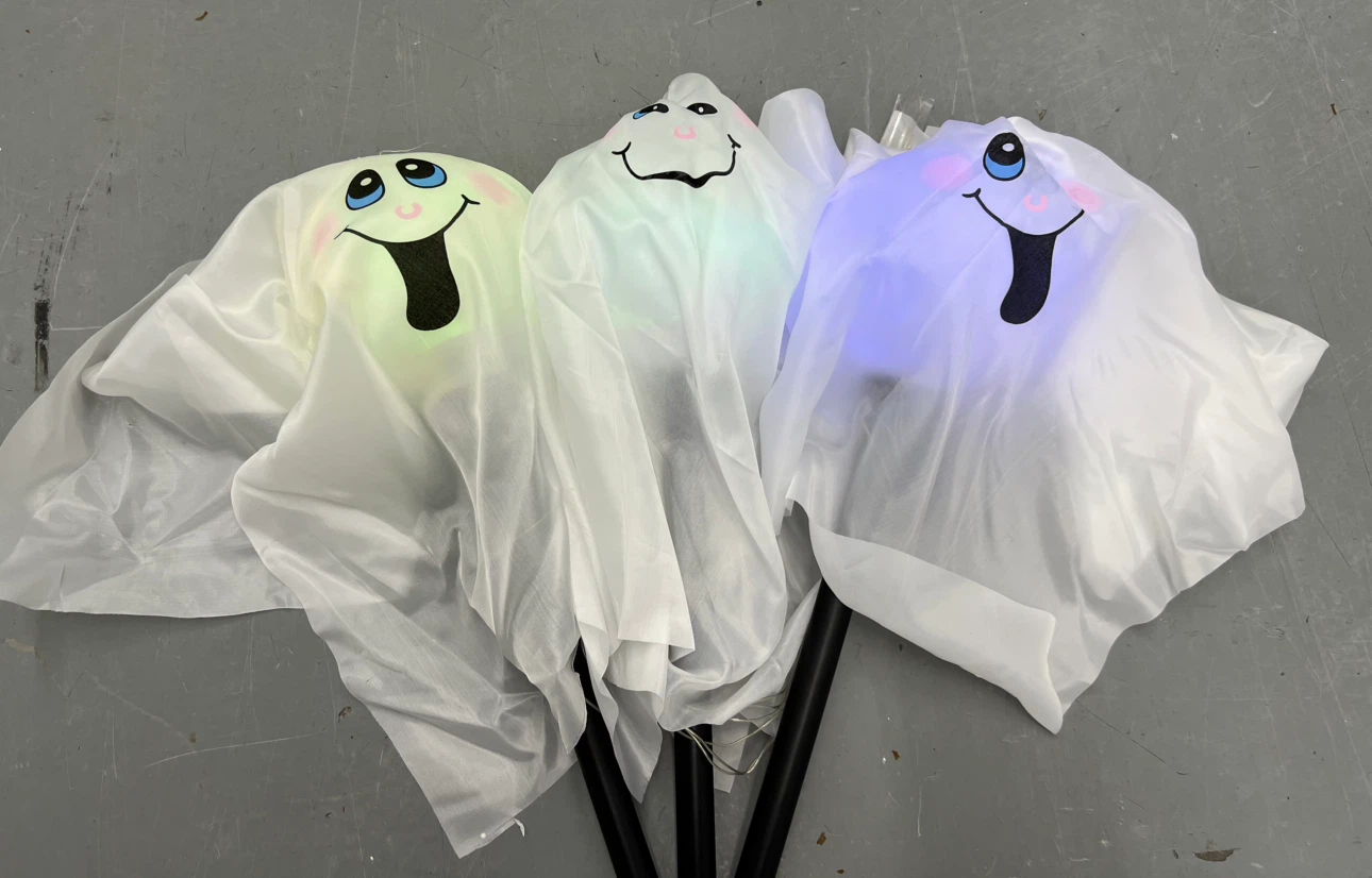 Halloween Ghost Lights, Witch Hat, and Bat Decorations - photo 2