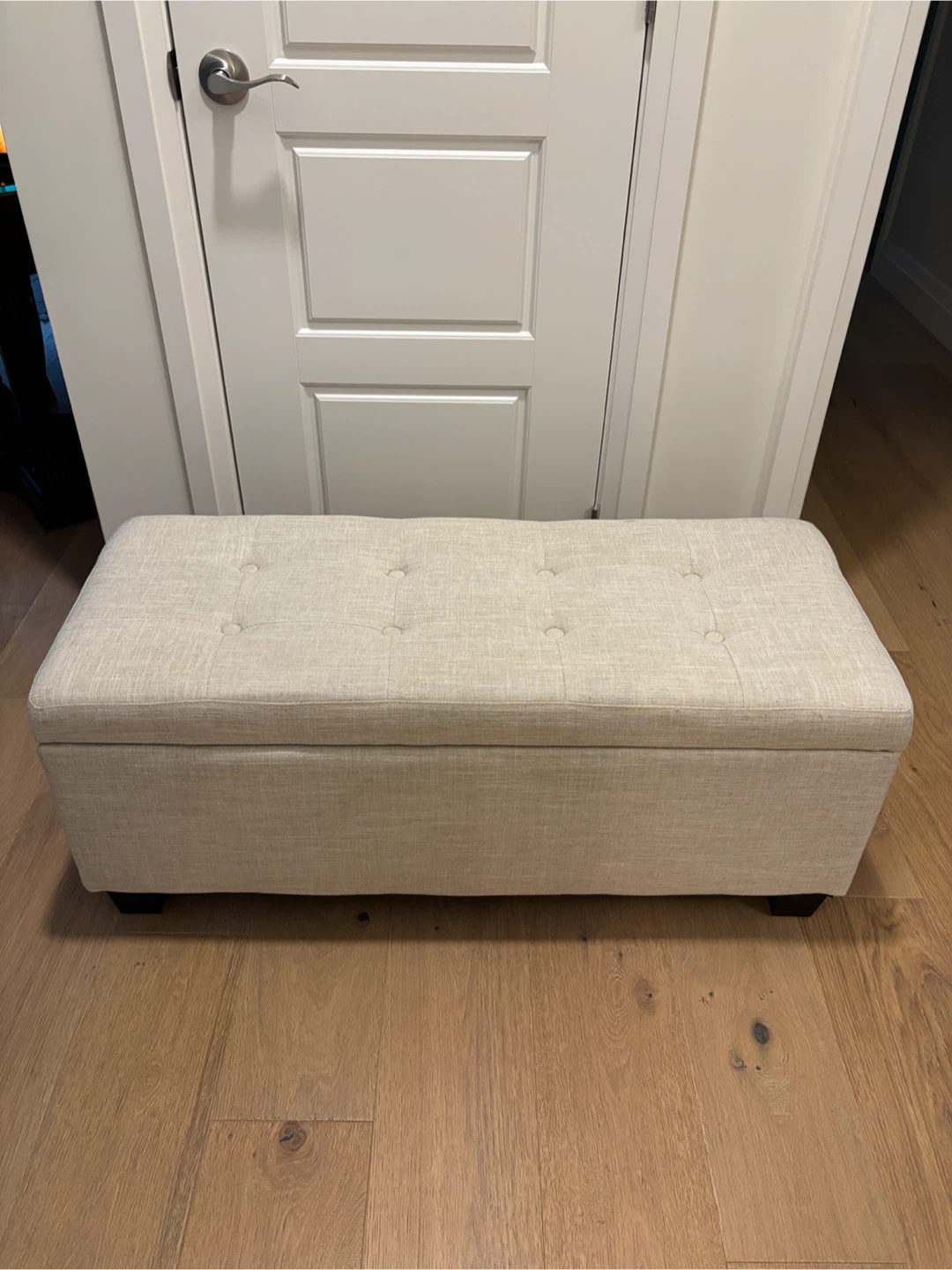 Storage Ottoman Bench - Beige Linen