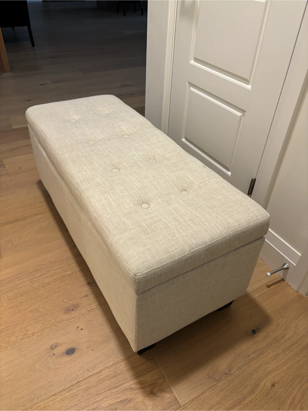 Storage Ottoman Bench - Beige Linen - photo 2