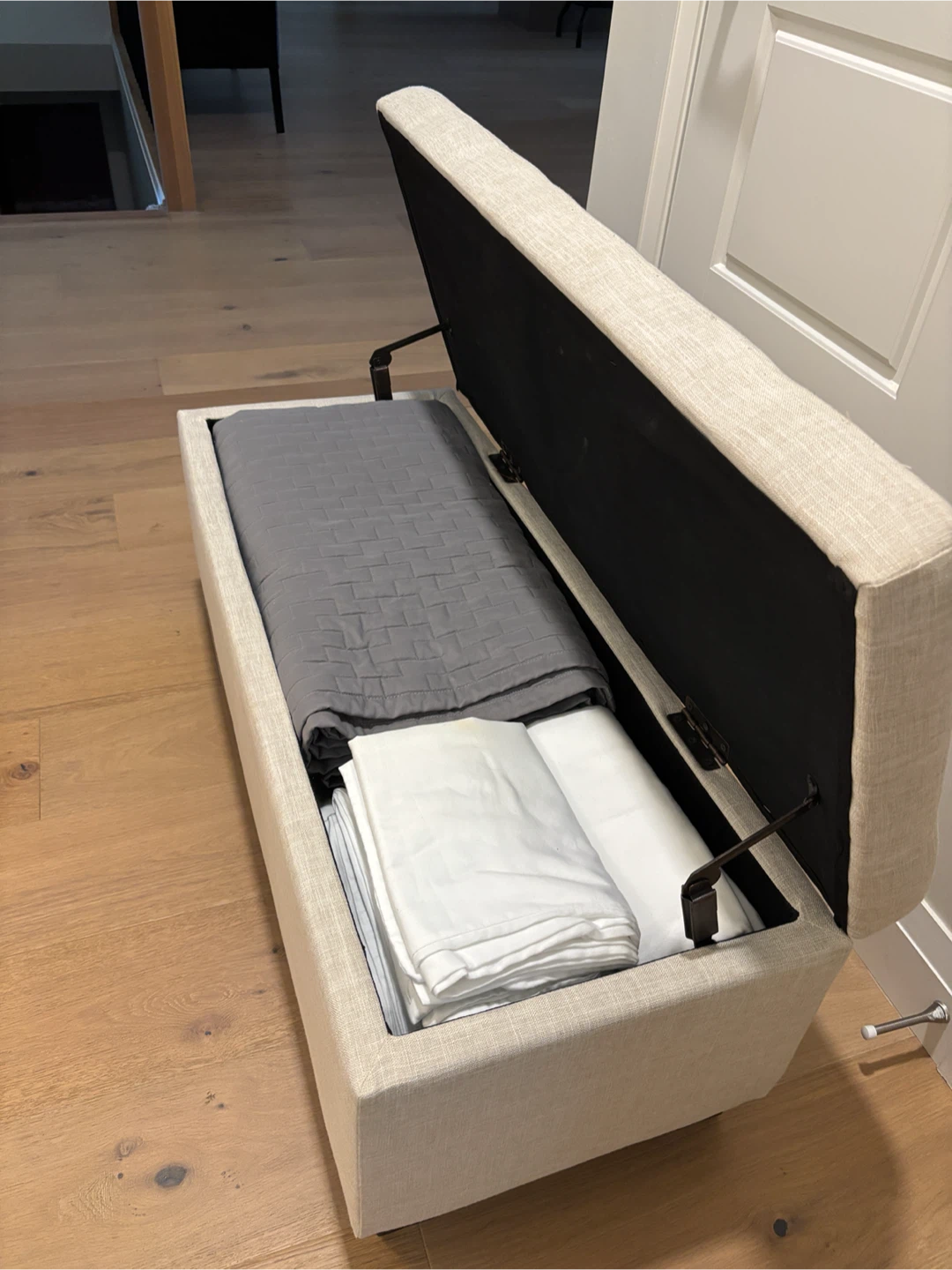 Storage Ottoman Bench - Beige Linen - photo 3