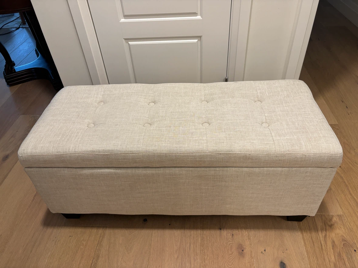 Storage Ottoman Bench - Beige Linen - photo 4