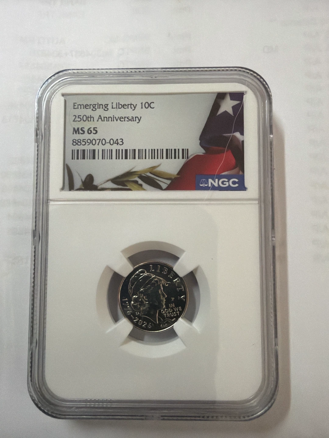Emerging Liberty 10c 250th Anniversary Coin