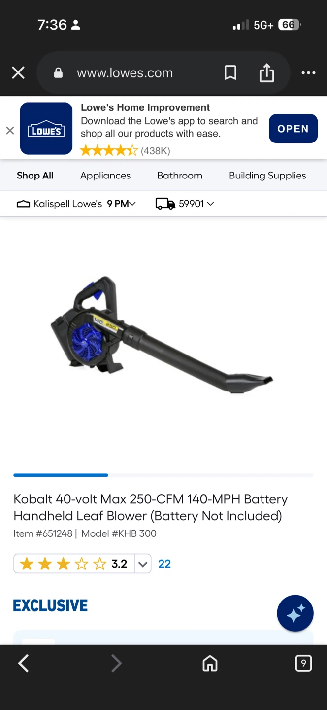 Kobalt 40-volt Max Leaf Blower - photo 2