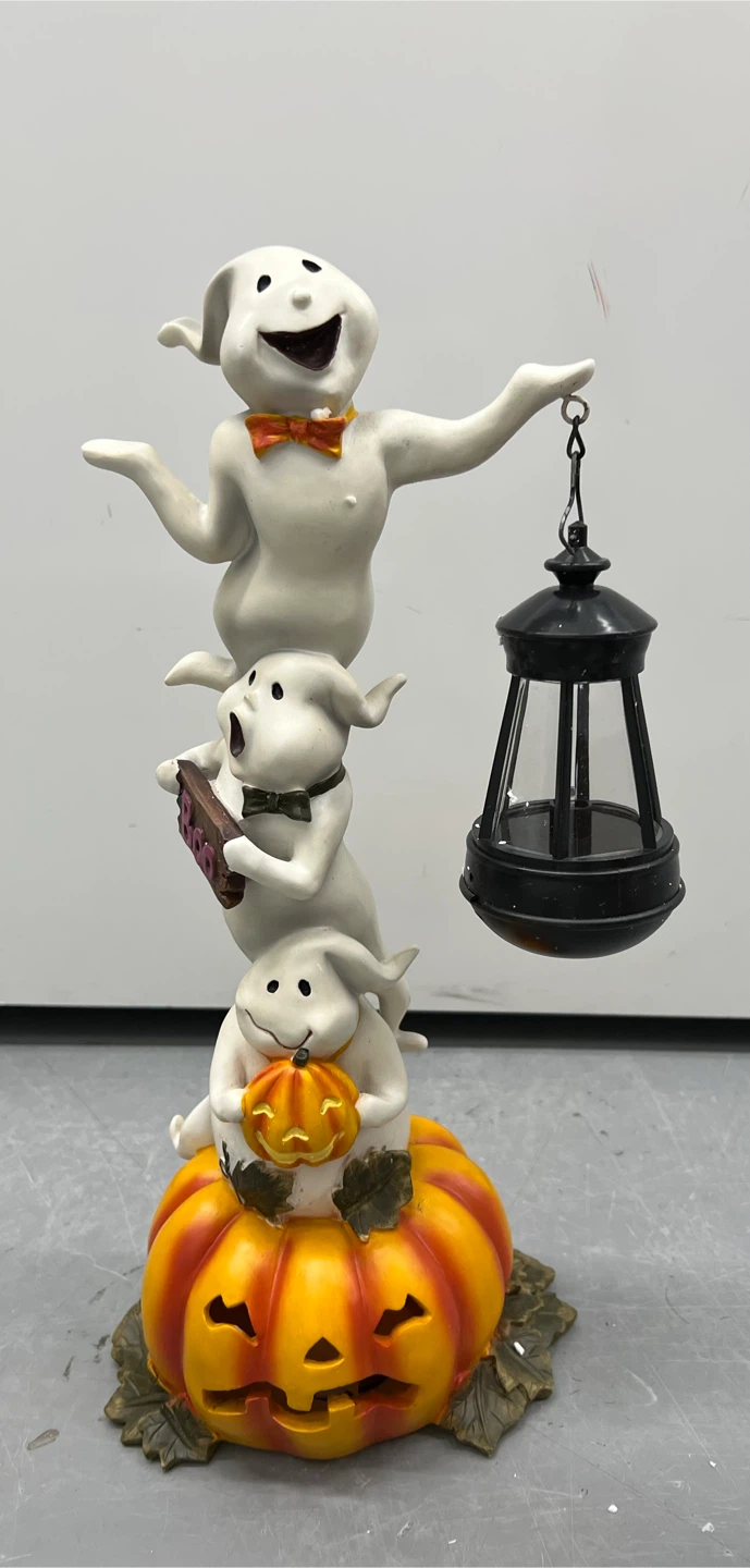 Halloween Ghost and Pumpkin Stack Figurine