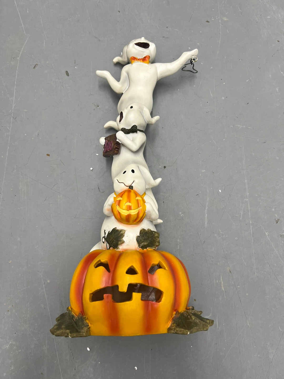 Halloween Ghost and Pumpkin Stack Figurine - photo 2
