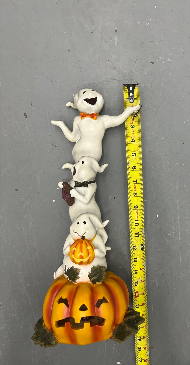Halloween Ghost and Pumpkin Stack Figurine - photo 3