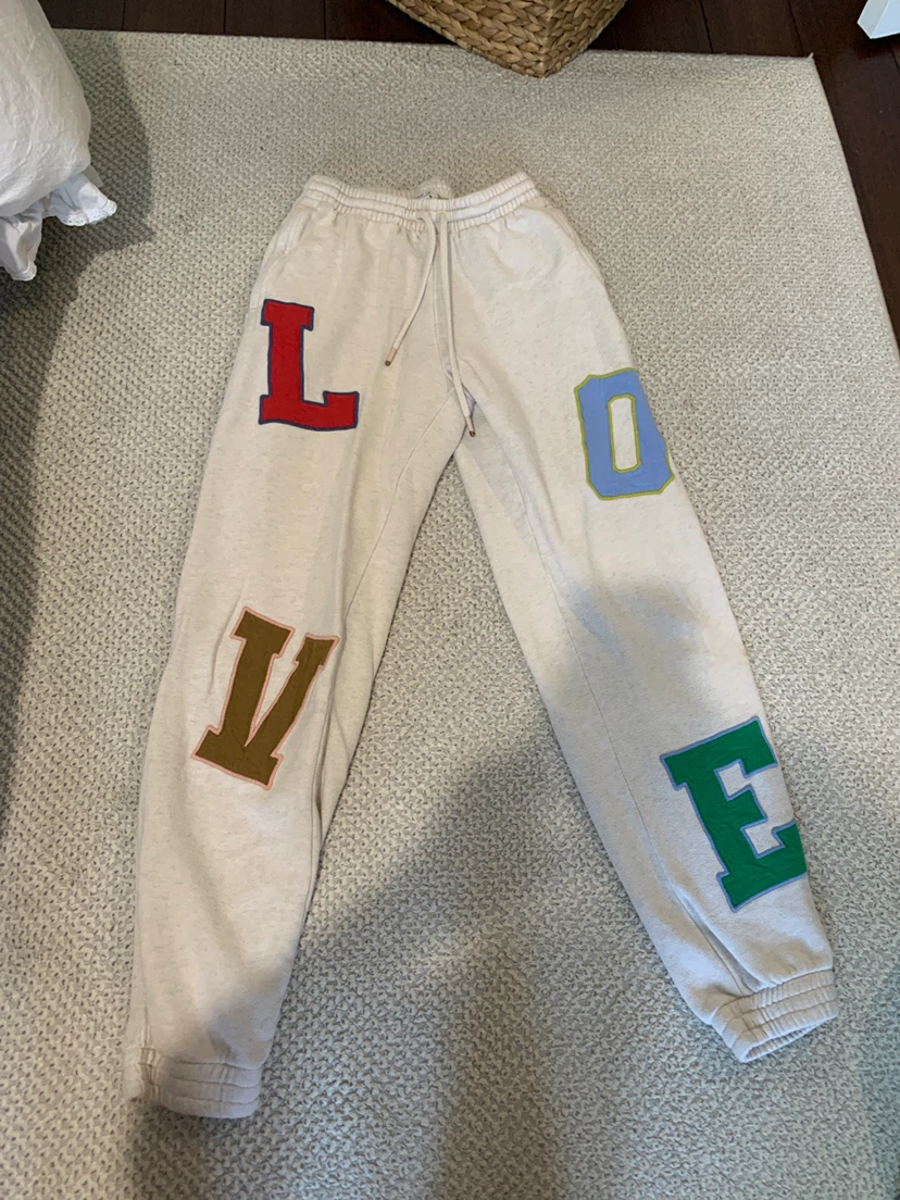 Cream "LOVE" Hoodie and Sweatpants Set from aerie