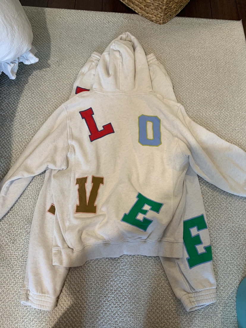 Cream "LOVE" Hoodie and Sweatpants Set from aerie - photo 2