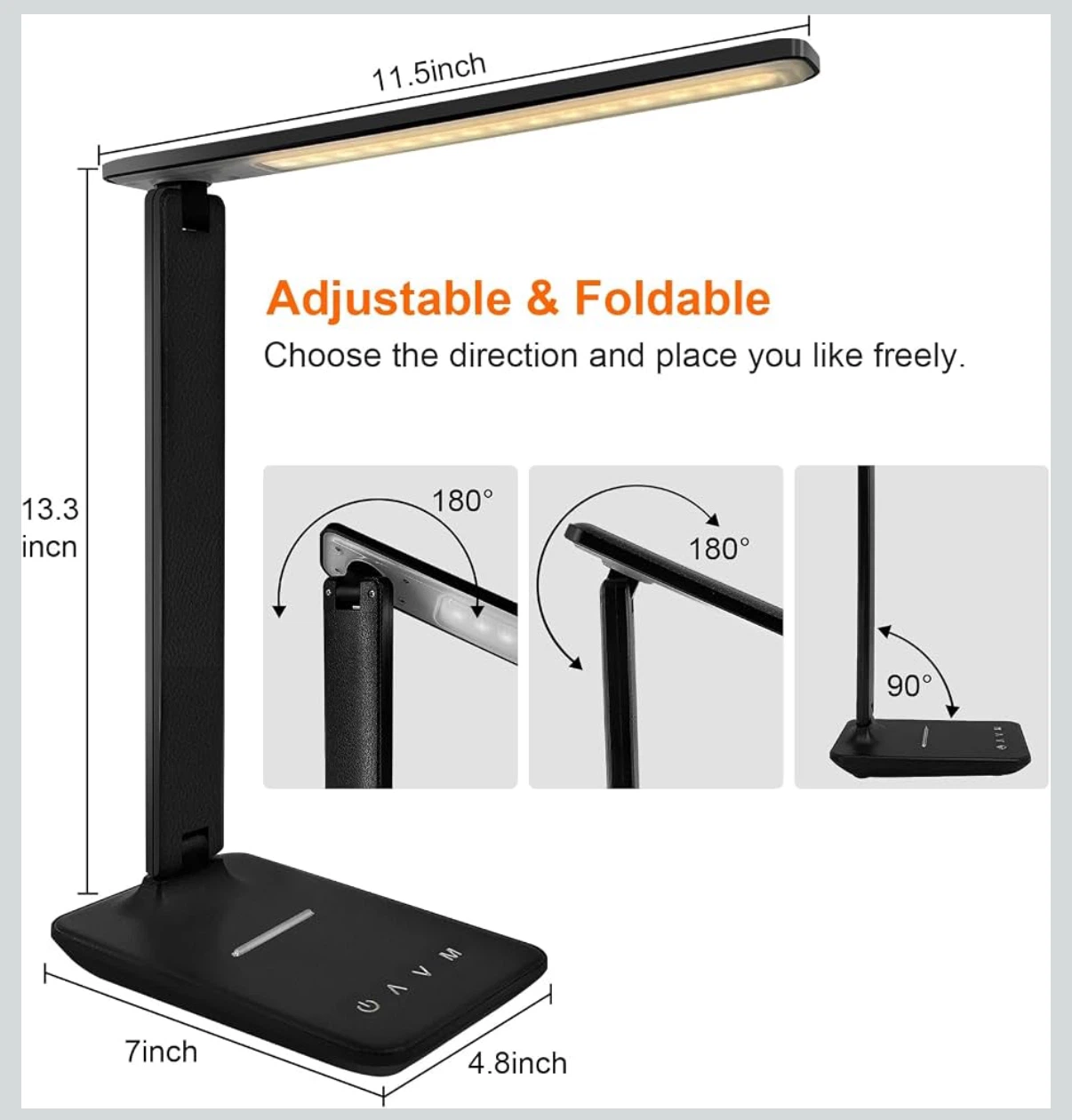 (New) Black LED Desk Lamp with USB Charging Port