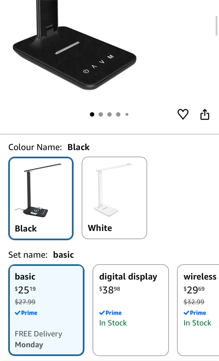 (New) Black LED Desk Lamp with USB Charging Port - photo 2