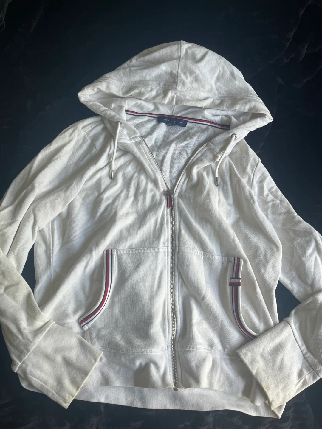 Tommy Hilfiger White Zip-up Hoodie