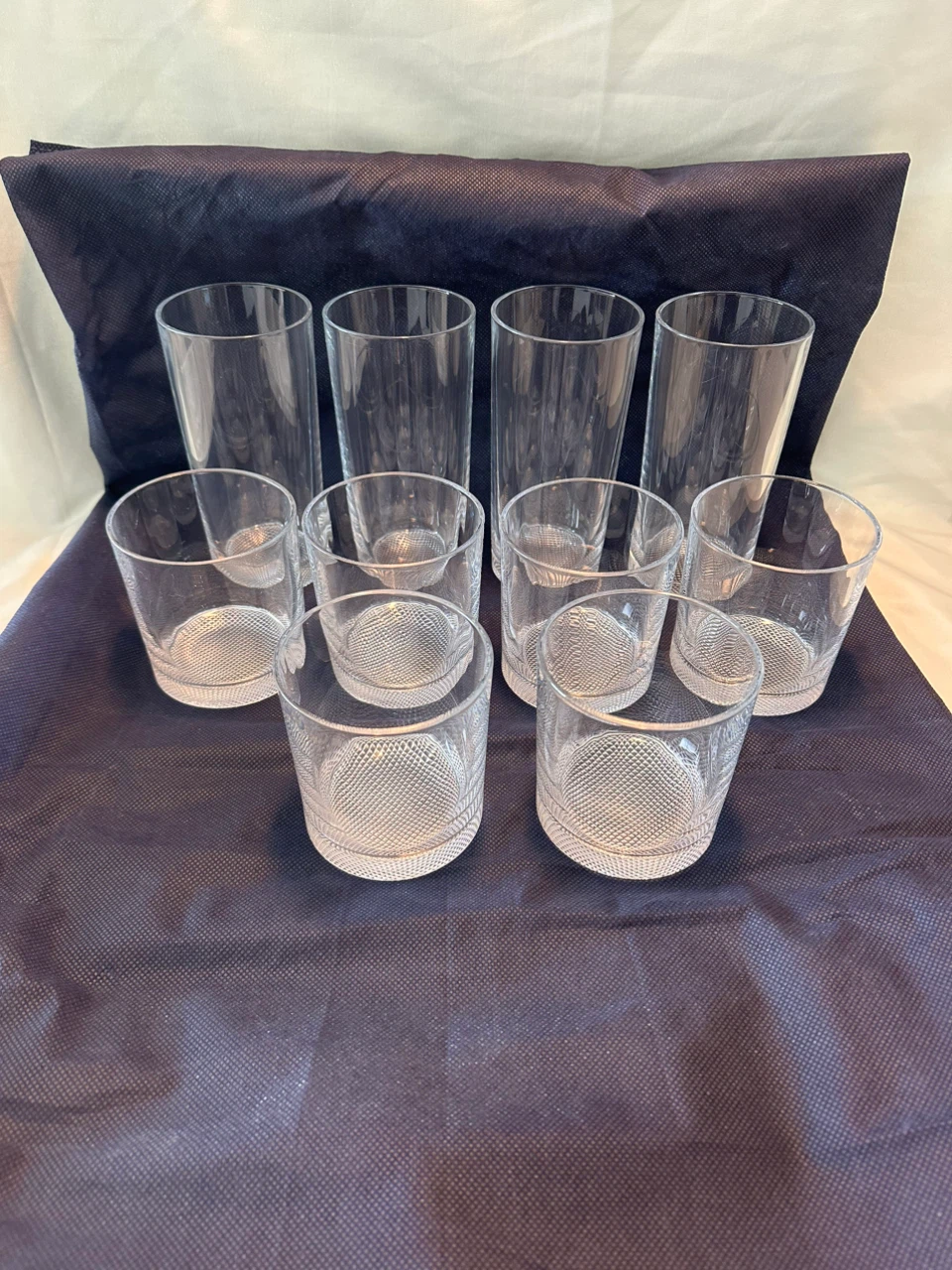 10 Piece Clear Textured Glass Drinkware Set