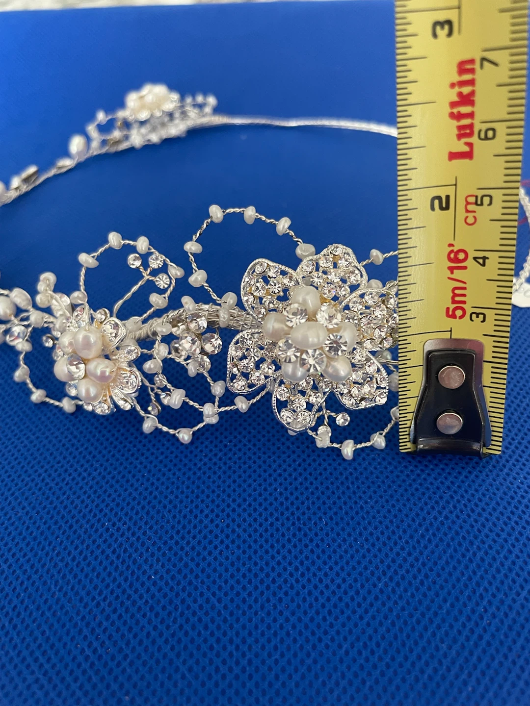 Silver Floral Tiara with Freshwater Pearls and Crystals - photo 2