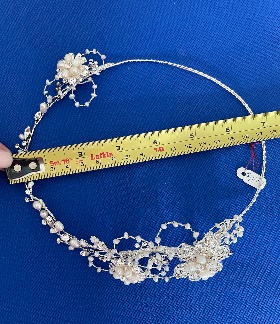 Silver Floral Tiara with Freshwater Pearls and Crystals - photo 3