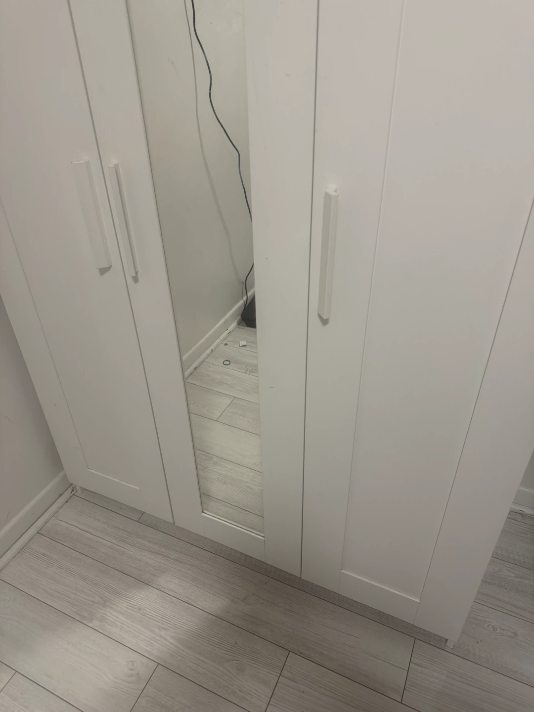 IKEA White 3-Door Wardrobe with Mirror - photo 3