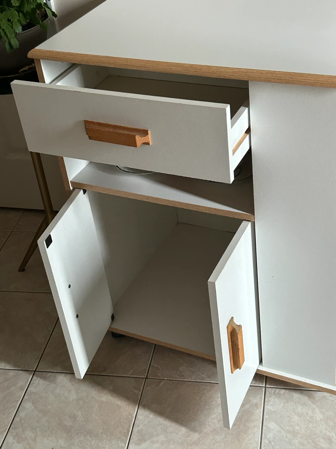 White Kitchen Cart with Wood Accents - photo 4