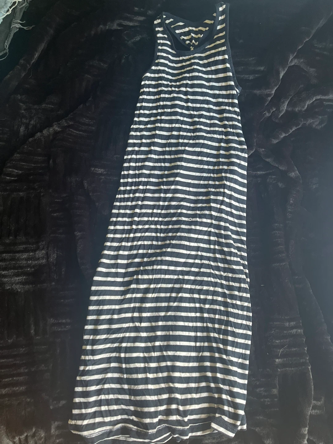 Black and white striped maxi dress