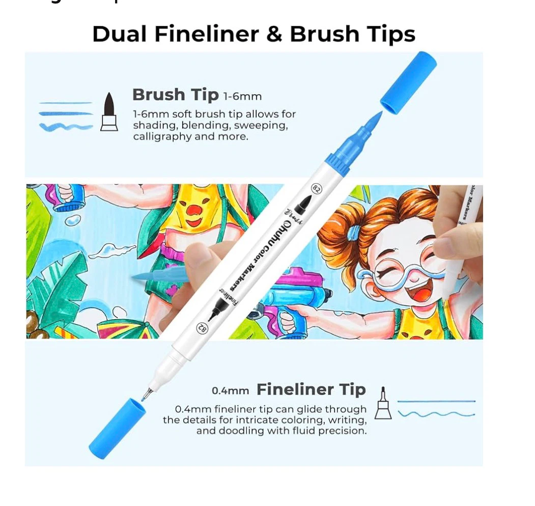 Ohuhu Adult Coloring Book Markers 100 Color Dual Tip Water-Based - photo 2