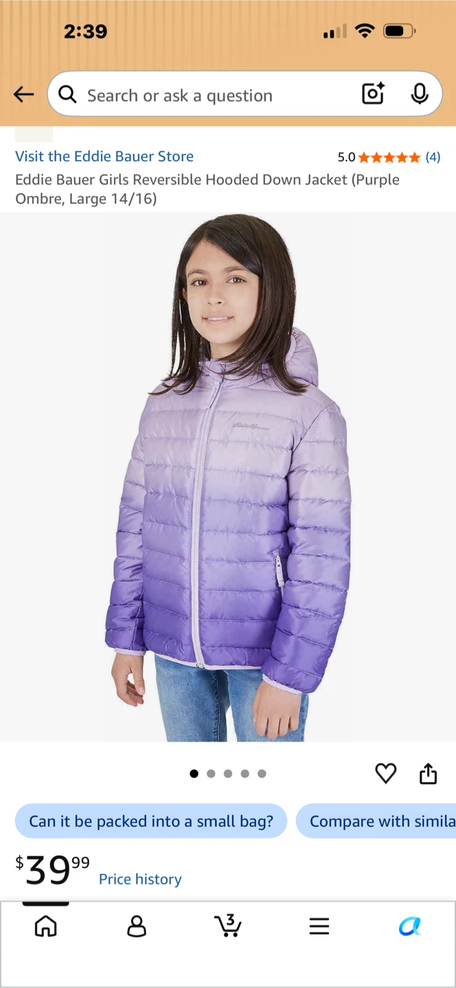 Eddie Bauer Girls Reversible light  Jacket XS 5-6