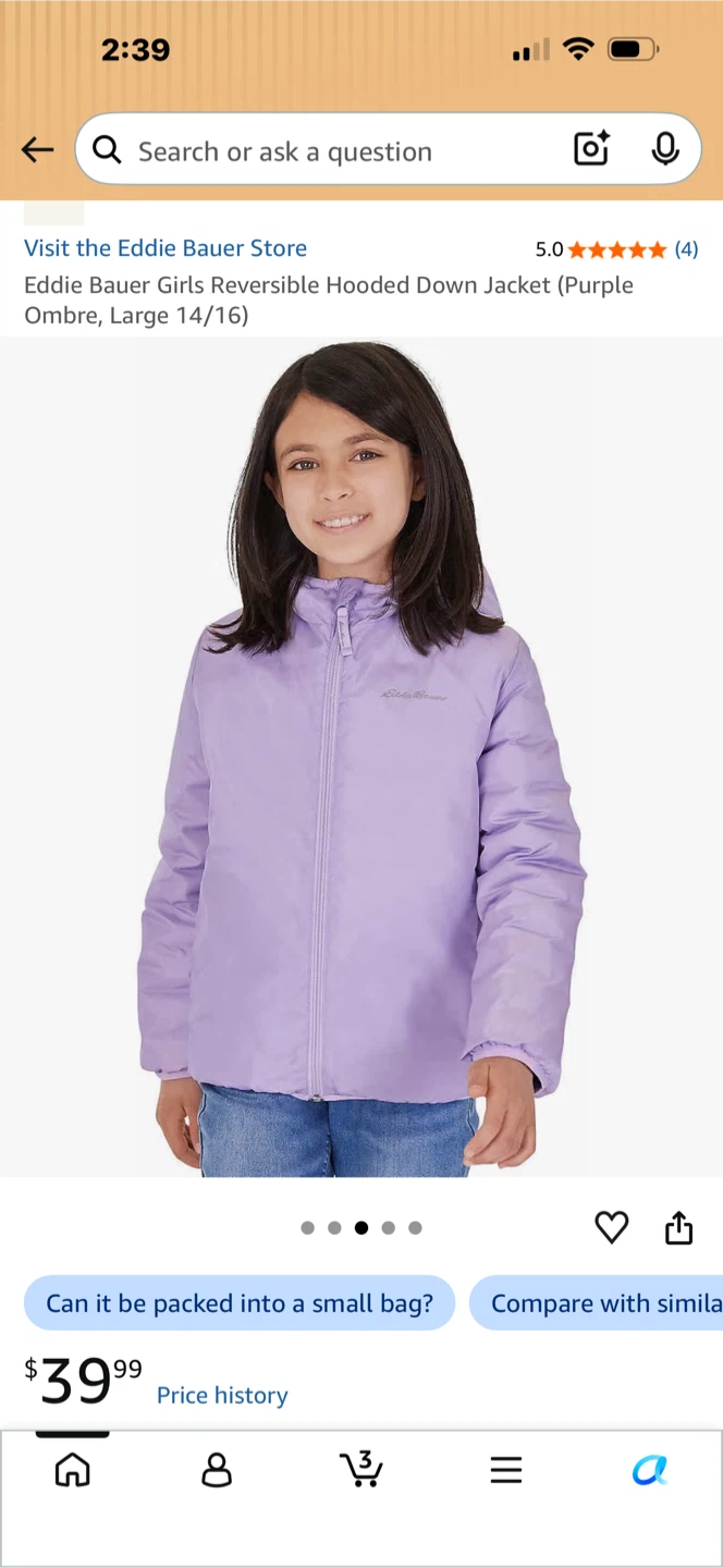 Eddie Bauer Girls Reversible light  Jacket XS 5-6 - photo 2