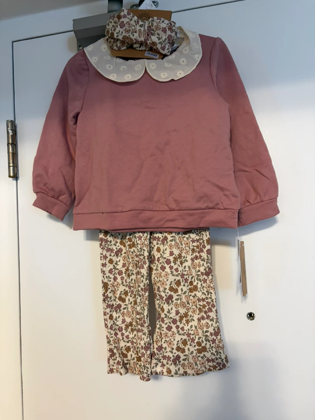 3 Piece Set - Floral Pants & Pink Top size 2T