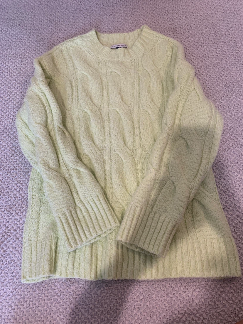 American Eagle Cable Knit Sweater - Light Green