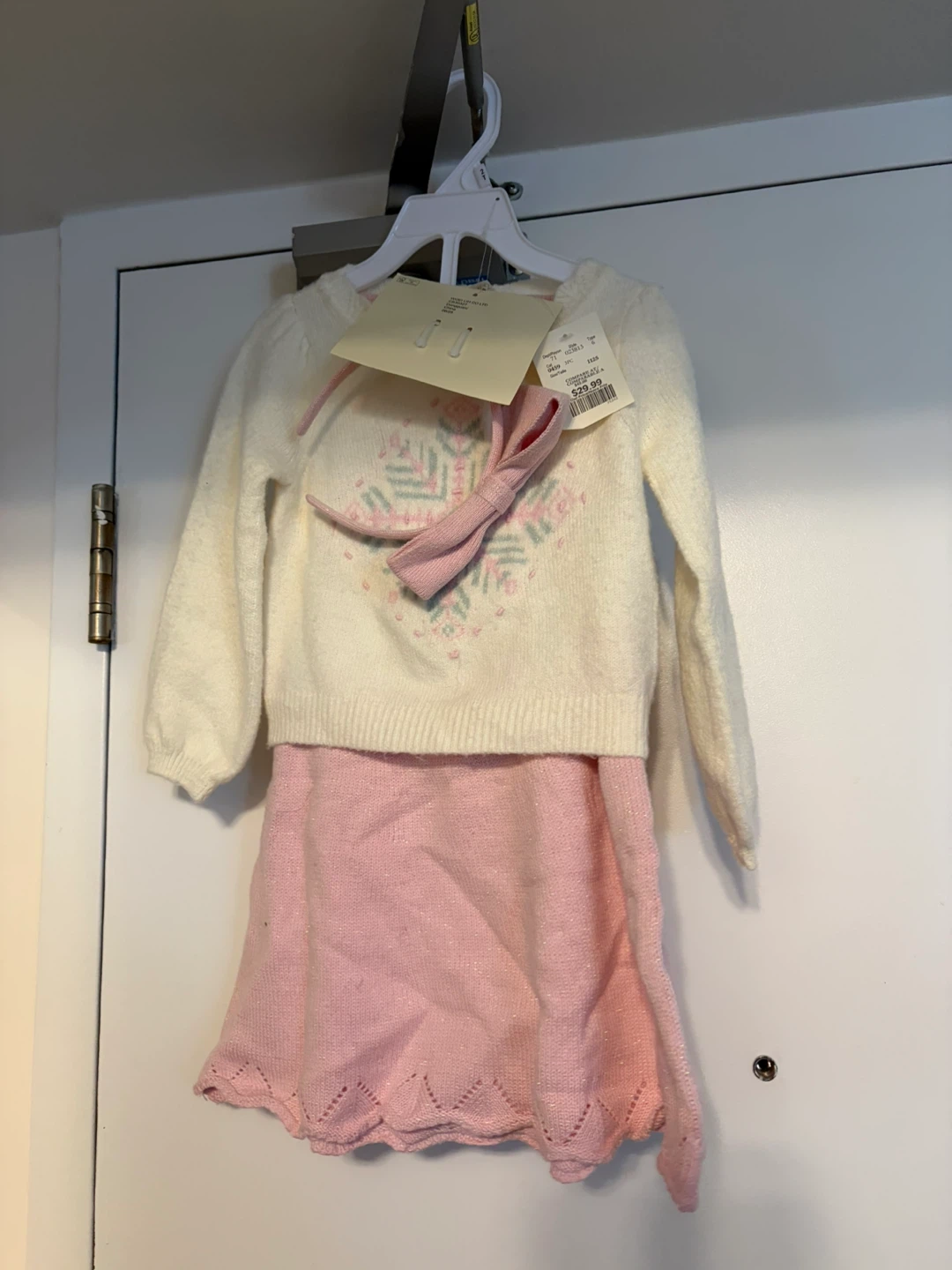 White & Pink Knit Sweater and Skirt Set size 2T