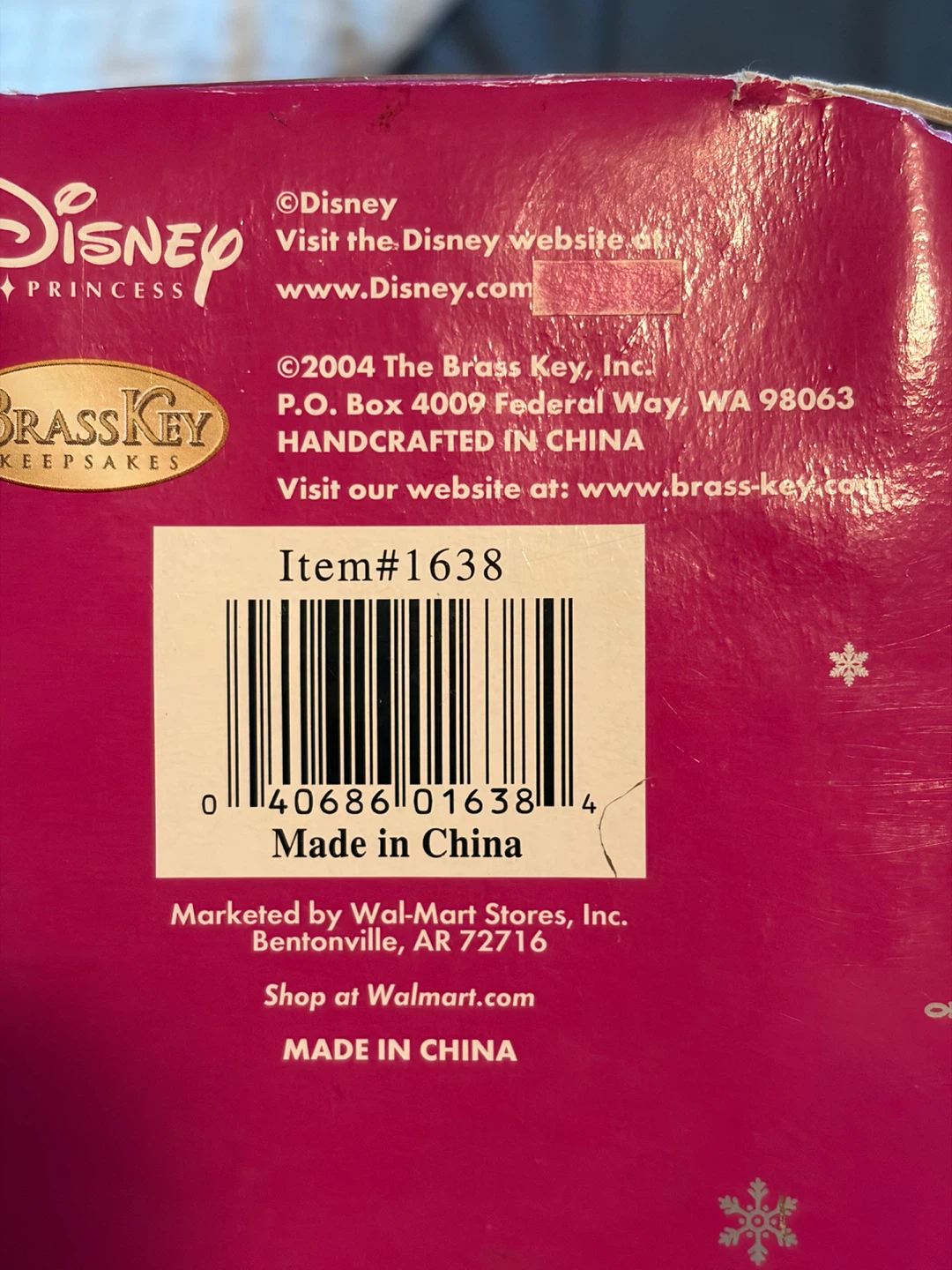 Disney Princess "Snowflake Cinderella" Brass Key  (2004) - photo 2