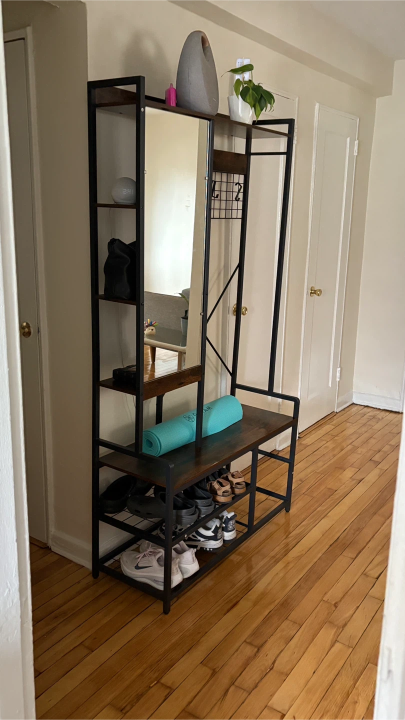Hall Tree with Mirror and Shoe Storage - photo 2