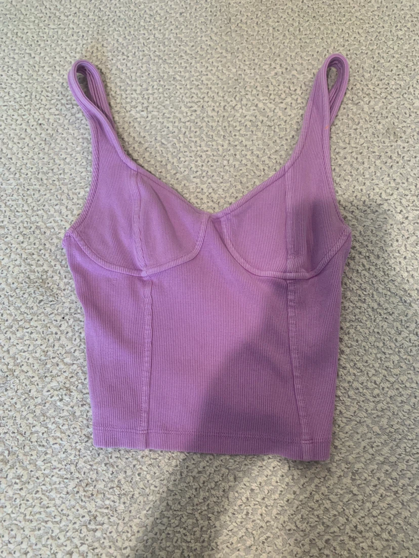 Aerie Purple Ribbed Cropped Tank Top Size S