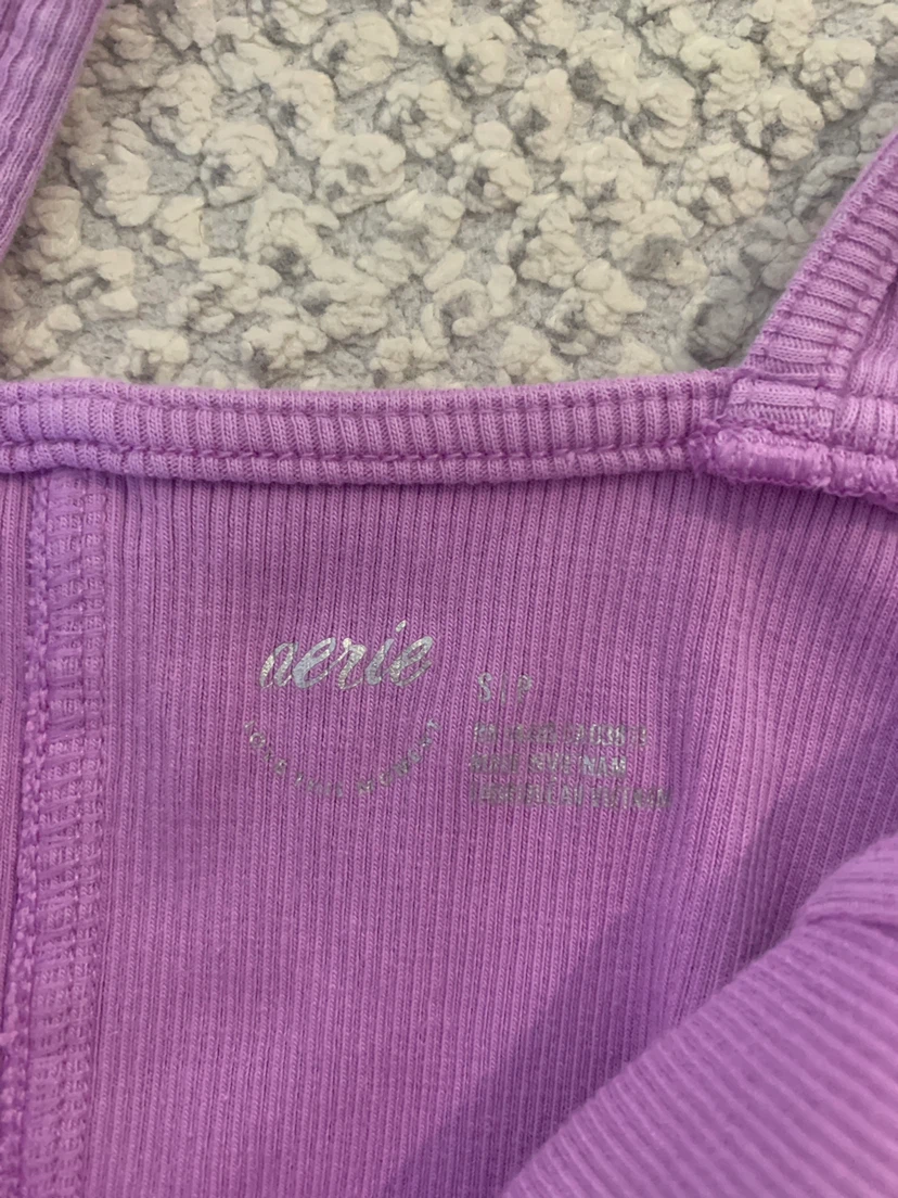 Aerie Purple Ribbed Cropped Tank Top Size S - photo 2