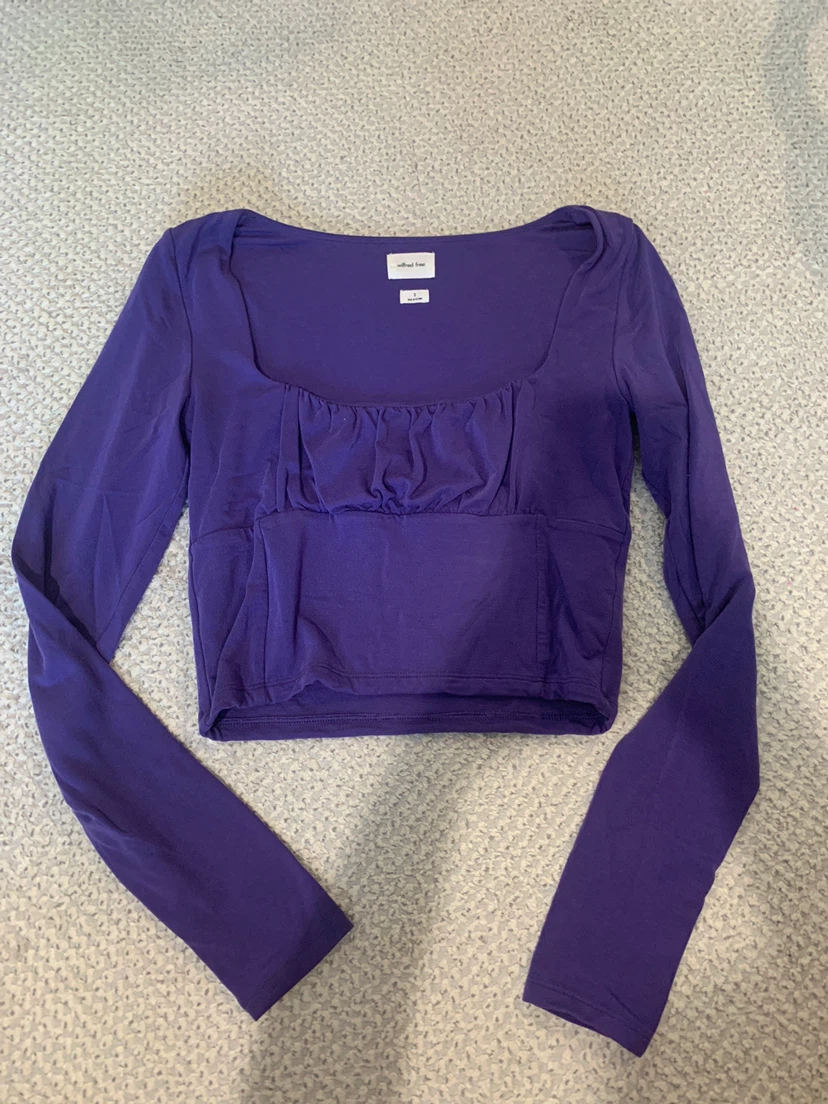Wilfred Free Purple Long Sleeve Crop Top - Size S
