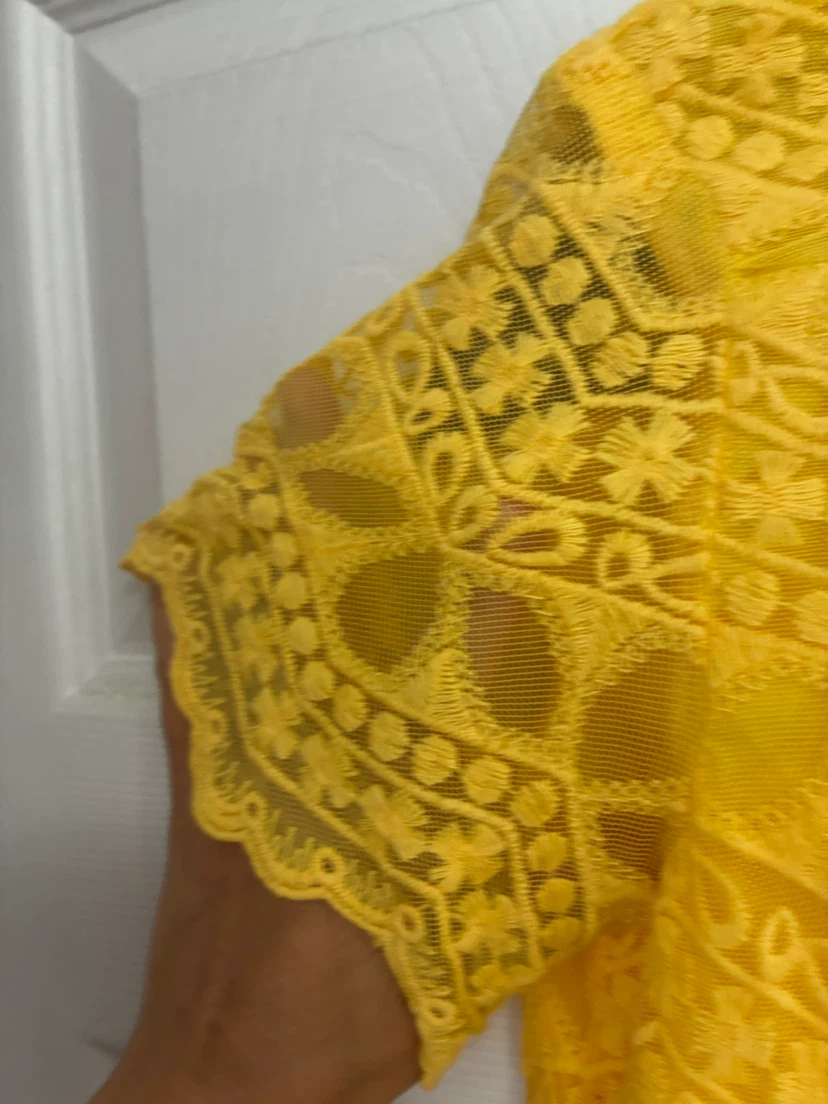 Zara Basic Collection Yellow Lace Dress Size M - photo 3