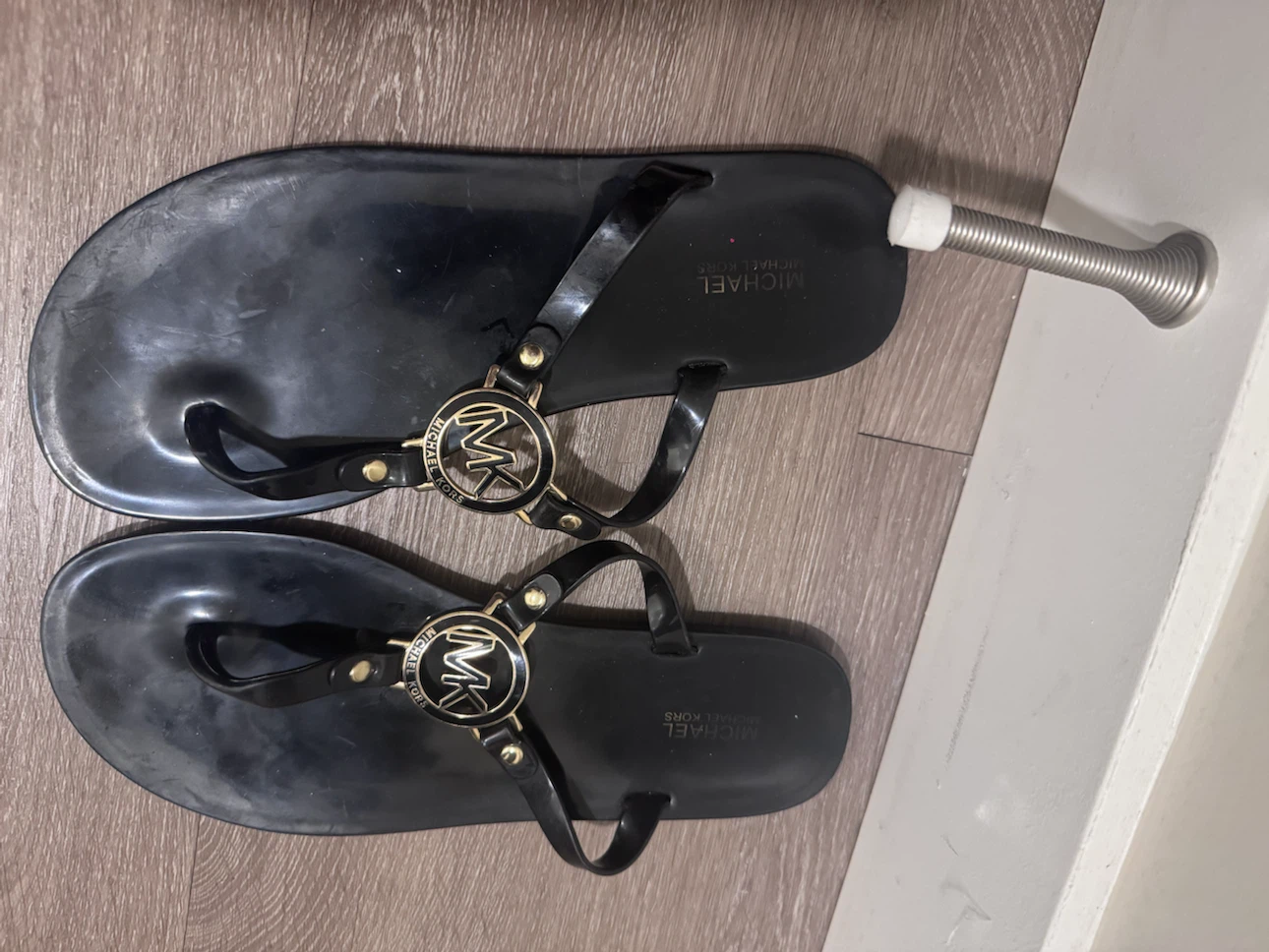 Michael Kors Black Flip Flops with MK Logo - photo 2