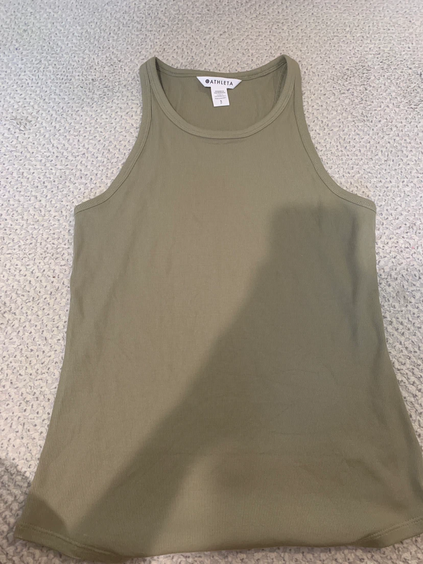 Athleta Ribbed Racerback Tank Top - Olive Green - Size S