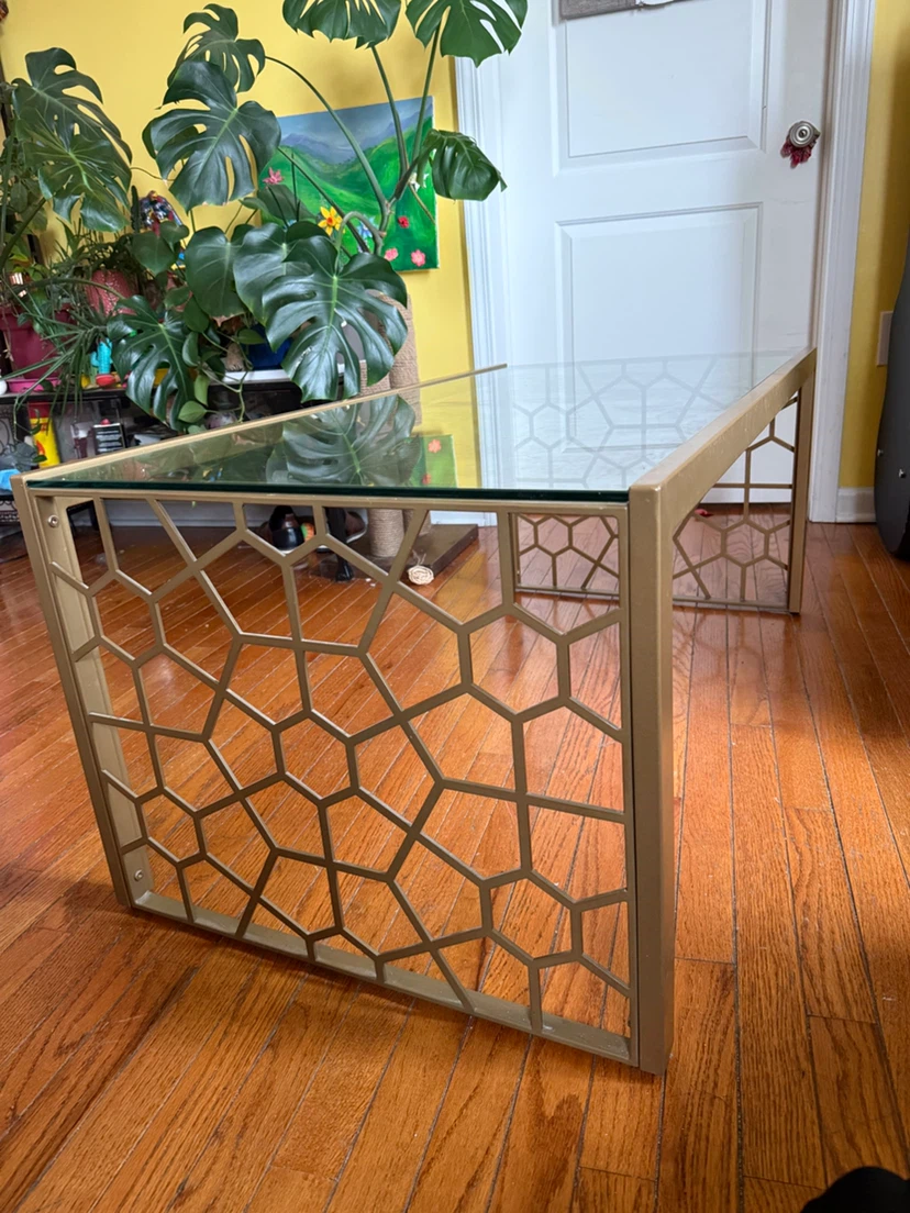 Glass Table with Gold Accents - photo 2