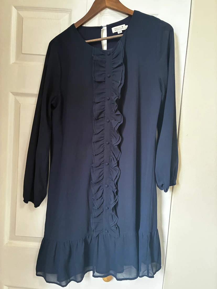 Molly Bracken Navy Ruffled Dress - Size L - photo 2