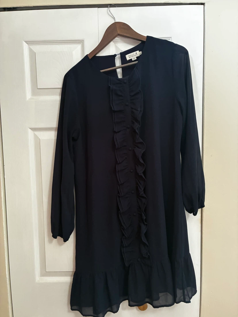 Molly Bracken Navy Ruffled Dress - Size L - photo 3