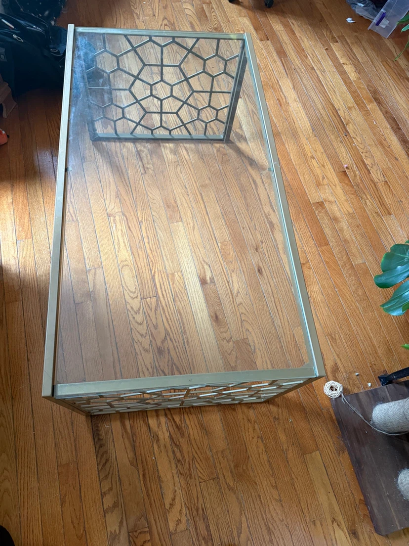 Glass Table with Gold Accents - photo 4